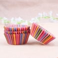 thumbnail image 4 of FOMIYES Paper Cup Rainbow Vertical Bar Moisture Retention Round for Cupcakes 100Pcs 2.8x2.8x1.2in, 4 of 8