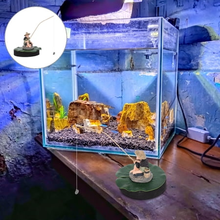 COMPUKAS 1Set Assorted Color Fisherman Aquarium Decoration with Floating Device for Fish Tank