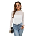 thumbnail image 2 of WIHOLL Womens Sexy Mesh Long Sleeve Shirts Fashion Clothing Turtle Necks Sheer Ruched Going Out Tops Fall Outfits Slim Fit Blouses White Shirts, 2 of 8