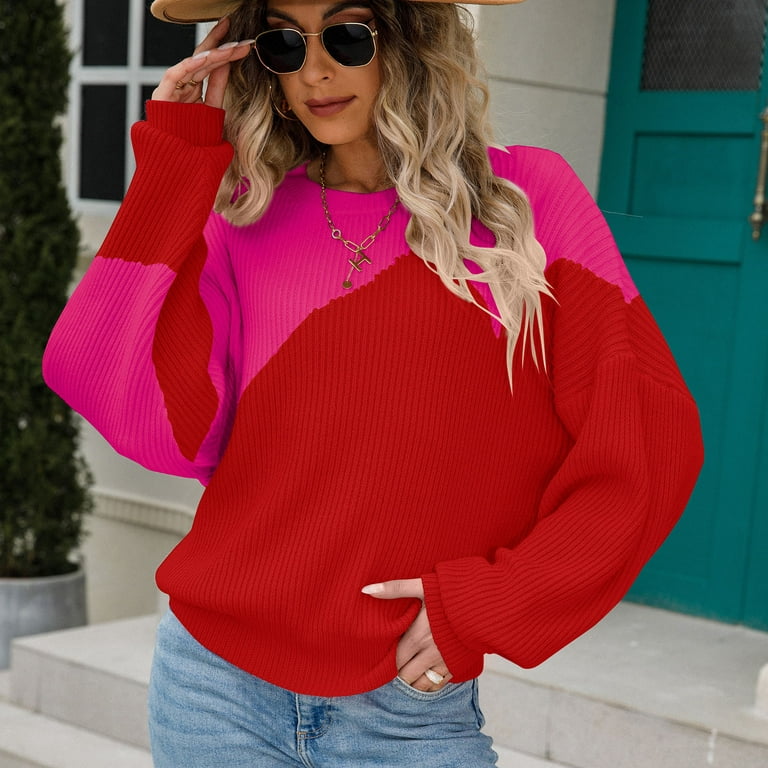 Mega Markdowns outlet deals overstock clearance Sweatshirts for Teen Girls  Trendy Size Top Fashion Colorblock Pocket Casual Knit Top Loose Slim  Sweater Set (B, M) Fall Fashion at  Women's Clothing store