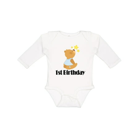 

Inktastic 1st Birthday 1 Year Old Boy Bear Gift Baby Boy Long Sleeve Bodysuit