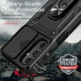 thumbnail image 4 of for Samsung Galaxy A25 5G Case with Slide Camera Cover HD Screen Protector [ Grade 16ft. Drop Tested]  Ring Holder Kickstand Protective Phone Case for Galaxy A25 5G 2024, Black, 4 of 18