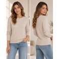 thumbnail image 2 of QUALFORT Women’s Crew Neck Pullover Sweater, Soft Lightweight Long Sleeve Knit Top, Beige, Size XL, 2 of 7