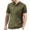 thumbnail image 3 of IYTR Mens Shirts Summer Short Sleeve T Shirts Solid Color Casual Fashion Classic Comfortable Fitness Athletic Shirts Button Up Round Neck Comfy Green XL, 3 of 5