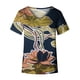 thumbnail image 4 of Camiseta informal para mujer con estampado floral y cuello en V, manga corta, jersey, blusa, tops Fridja  zx3979, 4 of 5