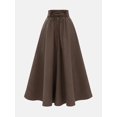 thumbnail image 4 of Women High Waist A Line Maxi Skirt Drawstring Adjustable Waist Plus Size Flowy Long Skirt Brown XXL, 4 of 9