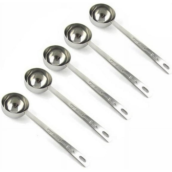 Stainless Steel 1 Tablespoon Measuring Coffee Scoop Spoon, Set of 5