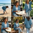 thumbnail image 5 of Cmfcve Women's Denim Jacket Open Front Vintage Jean Jackets 3/4 Ruffled Sleeve Lightweight Denim Cardigan, 5 of 8
