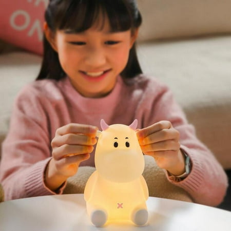

Yinrunx Night Light for Kids Kids Night Light for Girls Baby and Toddler Cute Cow Night Light Cow Animal Soft Silicone Night Lamps USB Rechargeable LED Lamp Lights for Bedroom Color Changing Touch