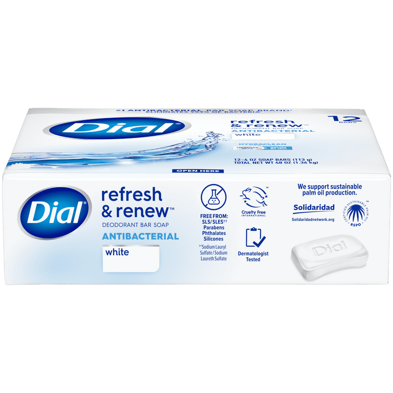 Dial antibacterial white soap clearance