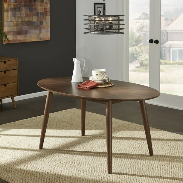 Weston Home Shaynah Mid-Century Walnut Oval Dining Table - Walmart.com