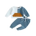 thumbnail image 1 of Toddler Baby Boy Fall Winter Clothes Outfits Color Block Crewneck Sweatshirt Pullover Top Jogger Pants Set 2-3 Years, 1 of 8