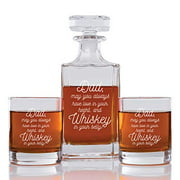 Abby Smith Dad Will Always Have Love In Your Heart And Whiskey in Your Belly Engraved Decanter and Rock Glasses, Set of 3
