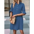 thumbnail image 3 of Womens Casual Shirt Dress Ruffle Sleeve Button Down Shift Summer Dresses with Pockets Blue L, 3 of 5