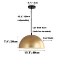 thumbnail image 2 of Dome semicircle gold pendant lamp, metal iron industrial style ceiling lighting fixture, vintage farmhouse hanging lamp, pendant light for kitchen island dining table bar counter laundry room, 2 of 7