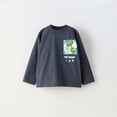 thumbnail image 2 of Camiseta blanca con estampado de cuello redondo para niños, camisetas versátiles simples e informales, Tops de moda de dibujos animados para niños de 1 a 6 años, ropa de primavera y otoño, 2 of 5