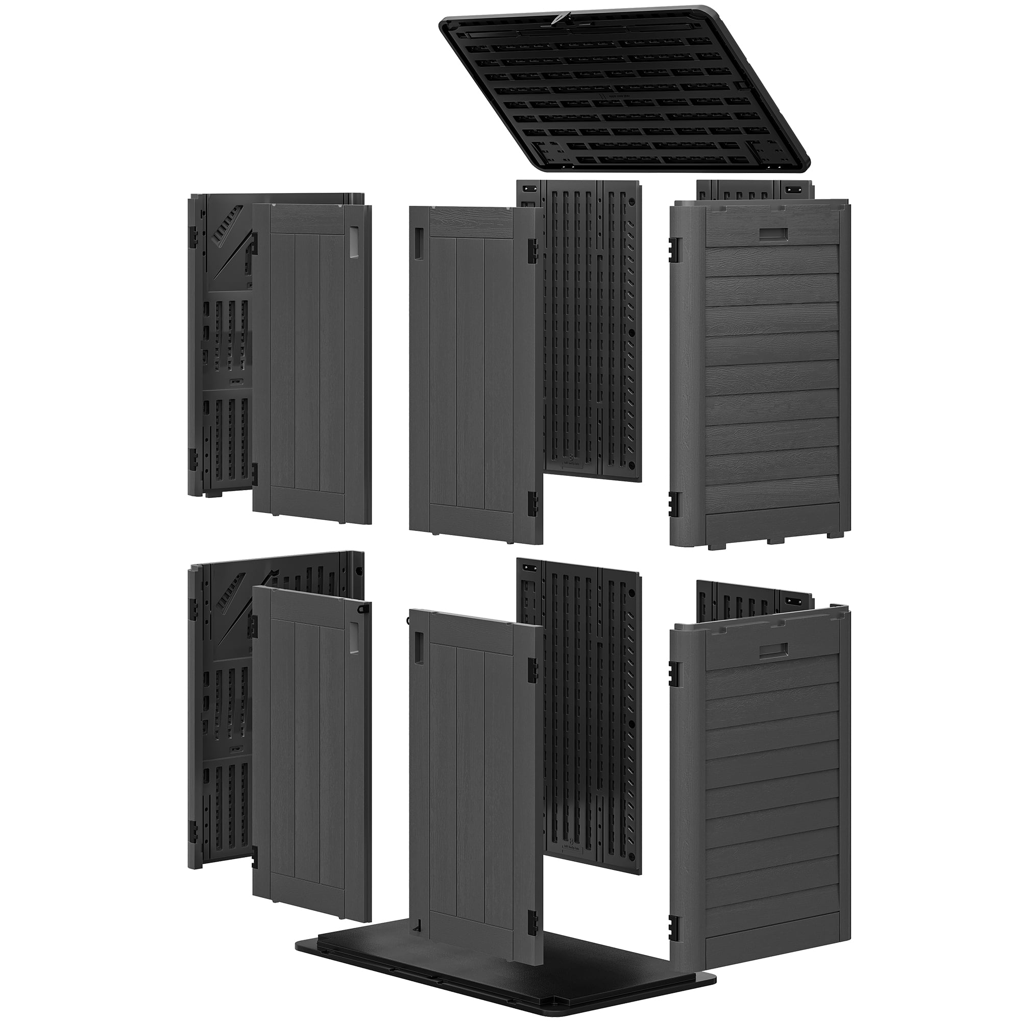 Dextrus Outdoor Vertical Storage Shed, 25 Cubic Feet without Shelving for Bicycles, Garden Tools, Garage, Poolside, Dark Gray & Black
