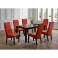 thumbnail image 5 of Eugene 5 Piece Dining Set, 59" Rectangular, Transitional, (Cappuccino Table With Beveled Glass Top & 4 Red Chairs), 5 of 5