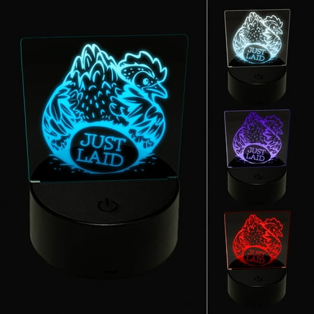 

Just Laid Chicken Butt with Hen and Egg LED Night Light Sign 3D Illusion Desk Nightstand Lamp