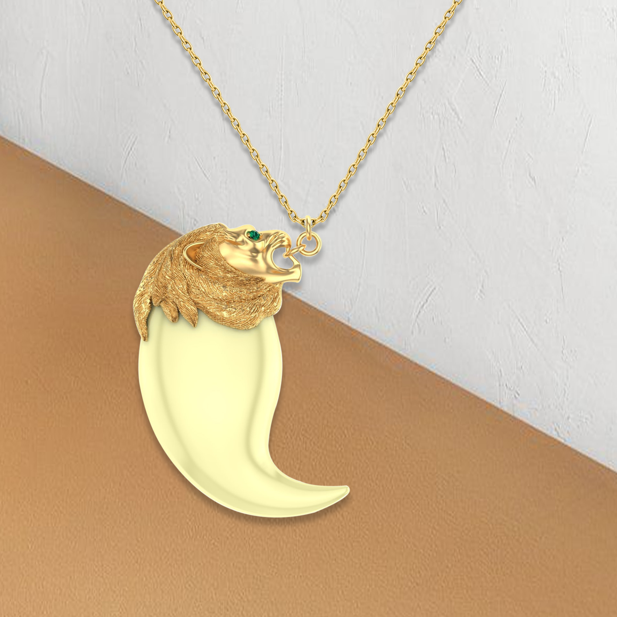 Auory Lion Nail Pendant Vermeil 18k Gold Plated For Men Design