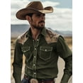 thumbnail image 5 of Men's Western Cowboy Shirts Long Sleeve Embroidered Shirts Slim Fit Casual Button Down Shirt with Pockets Shirts For Men Gray XL, 5 of 6
