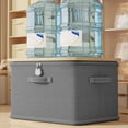 thumbnail image 4 of PATLOLLAV Gray Storage Bins with Lock,Storage Boxes with Handles Board Foldable Lidded Cotton Linen Fabric Home Cubes Baskets Closet Clothes Organizer Containers,18x12x12inch, 4 of 5