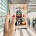 thumbnail image 4 of Hello Fall Scottish Fold Scarf Welcome Autumn with Leaves Pumpkins Travel Passport Wallet Cat Lover Kitten Owner Gifts PU Leather Passport Holder Cover - 00011, 4 of 5
