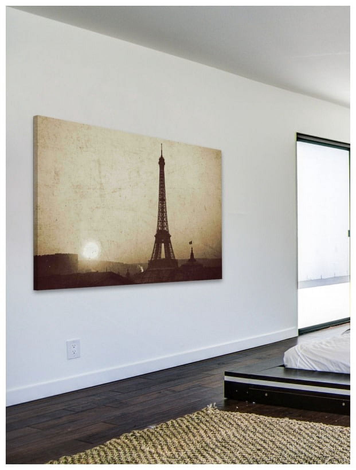 "Eiffel Tower and Setting Sun" Painting Print on Wrapped Canvas