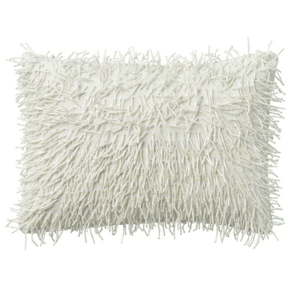 Nourison Luminescence Beaded Tassels White 10" X 14" Throw Pillow