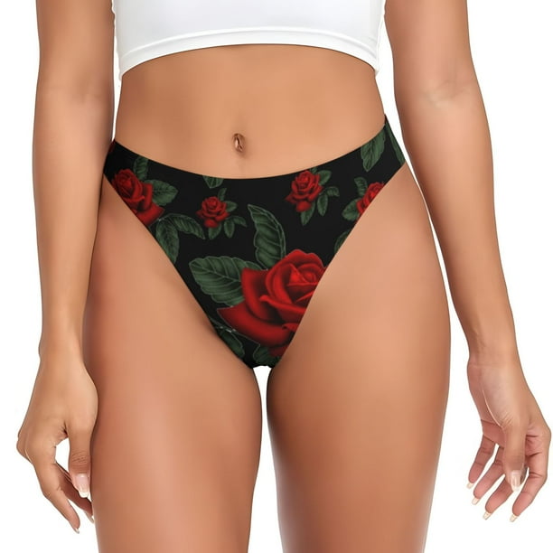 Balery Roses Tangas de Algodón para Mujer con Estampado – Ropa Interior Sexy, Transpirable, G-string-X-Large