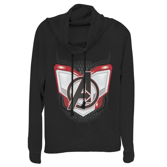 Junior's Marvel Avengers: Endgame Logo Quantum Suit  Cowl Neck Sweatshirt Black 4X Large