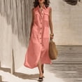 thumbnail image 1 of XiYing Robes Décontractées pour Femmes, Robe Longue d'Été Décontractée pour Femmes à Col en V Sans Manches, Maxi Fluide avec devant à Boutons et Poches pour Vacances à la Plage, Coupe Ample,, 1 of 7