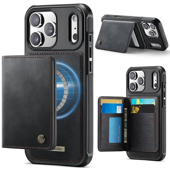 Decase for iPhone 17 Pro Max Magnetic Wallet Case with Card Holder,Black