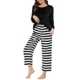 thumbnail image 2 of Unique Bargains Women's Lounge Long Sleeve Nightwear Warm Flannel Pajama Sleepwear Sets, 2 of 5