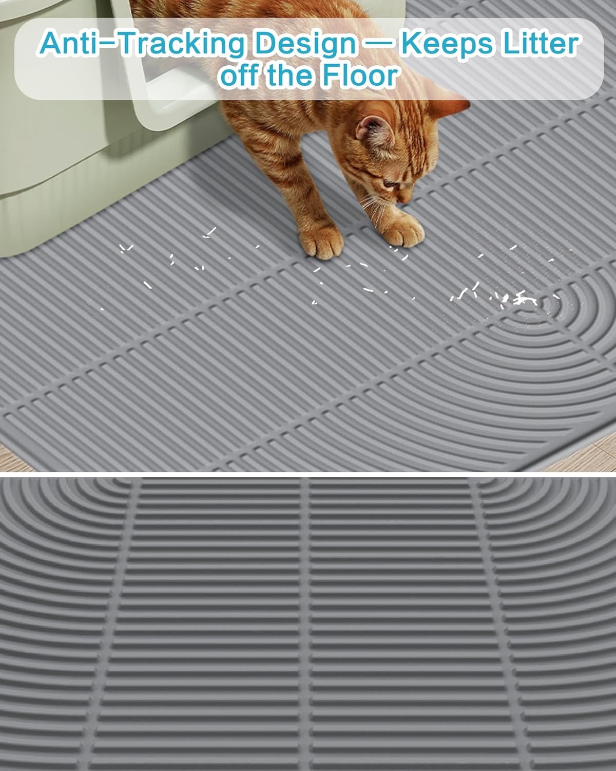 Silicone Cat Litter Mat XL, 47'' x 35'', Extra Large Waterproof Trapping Mat for Litter Box, Easy Clean & Non-Slip