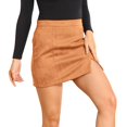 thumbnail image 2 of Women's Short Skirt Suede Bag Solid High Waist Zipper Autumn Winter Skirt Womens Skirts Knee Length Girls Pleated Skirt plus Size Tennis Skirt Winter Skirt Mini Jean Skirt Tennis Skirt for Women, 2 of 6