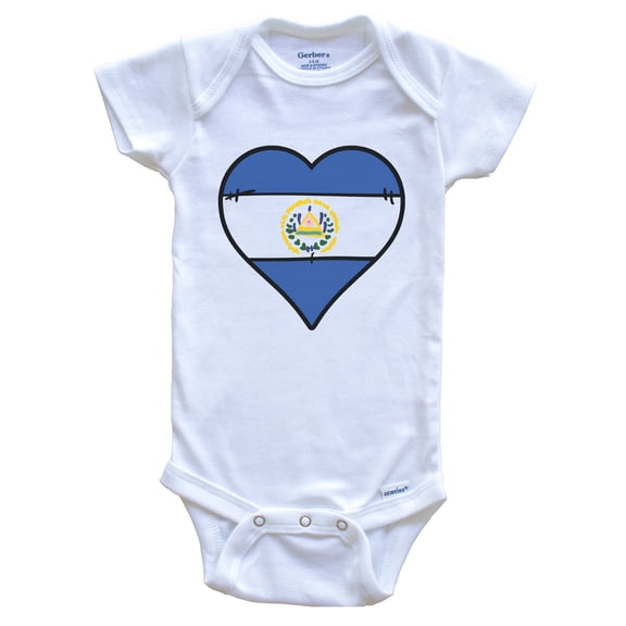 El Salvador Heart Salvadoran Flag Baby Bodysuit