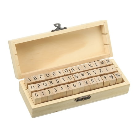 Uxcell Rubber Stamps Letter Number, 42Pcs Wooden Stamp