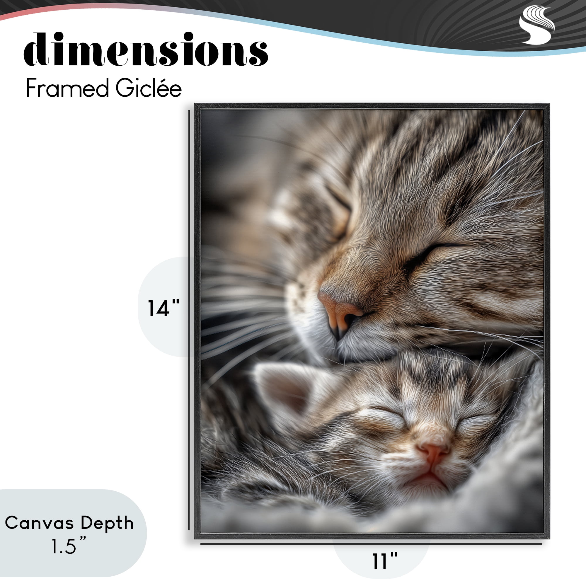 Stupell Industries Kitty Love Cuddles Black Framed Giclee Art, design by Scott Stulberg