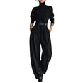 thumbnail image 2 of Xdegoge 2 Piece Sets for Women Turtleneck Long Sleeve T Shirts Tops and Long Pants Matching Set with Pockets Bodycon Fashion Solid Casual Outfits, 2 of 5