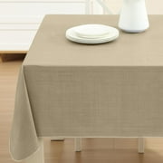 Home Bargains Plus Sand Caf Hotel 60 x 120 inch Rectangle Vinyl Dining Tablecloth with Flannel Backing