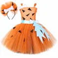 thumbnail image 2 of Disfraz de Pebbles para niña pequeña, vestido con tutú naranja, rosa y verde, disfraz de Los Picapiedra para Halloween para niños, 2 of 5