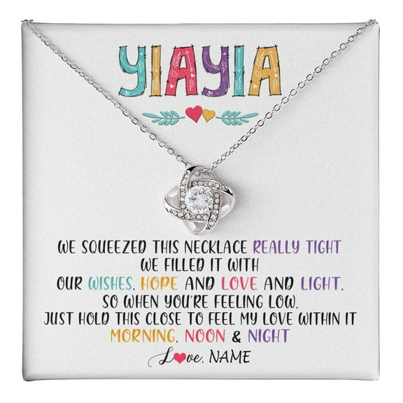 To My Yiayia Necklace From Grandkids Granddaughter We Squeezed This Necklace Yiayia Birthday Mothers Day Customized Gift Box Message Card