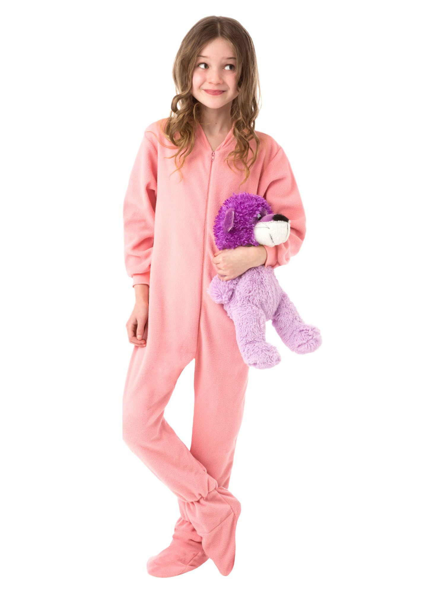 Kids Pink Fleece Footed Pajamas for Big Girls Onesie Footie Pajamas in Bangladesh at BDT 6059 Rating 4
