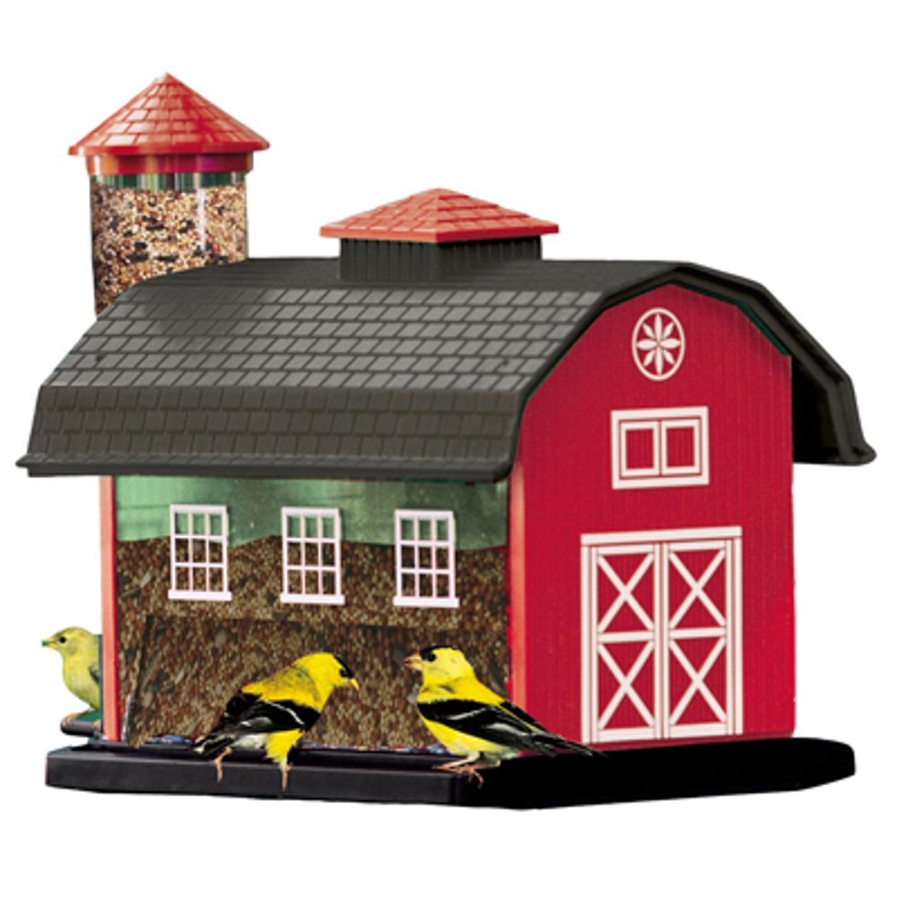Audubon Red Barn Combo Bird Feeder Silo Includes Both Thistle & Standa