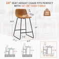 thumbnail image 3 of Carolayne 24" Bar Stools Set of 4, Counter Height Stools with Back for Kitchen Island and Dining Room, Faux Leather, Whisky Brown, 3 of 6