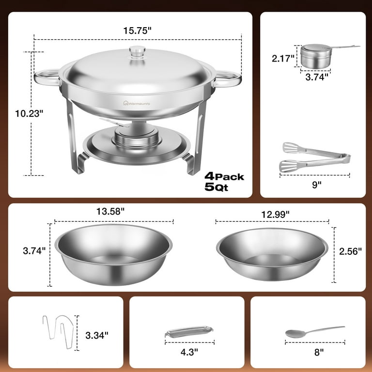 4 QT Soup Warmer | Soup Tureen for Parties Buffet, Stainless Steel Soup  Chafer with Glass Serving Dish and Ladle