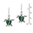 thumbnail image 4 of AERAVIDA Green Malachite Ocean Turtle .925 Sterling Silver Hoop Leverback Dangle Earrings - 19mmx35mm, 4 of 5