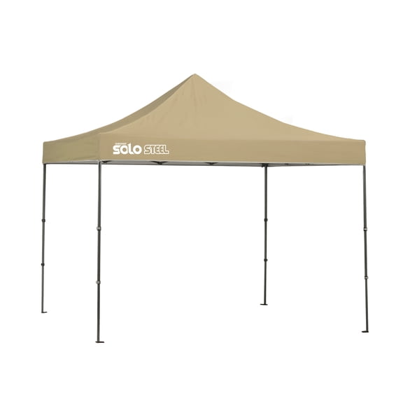 Quik Shade 10' X 10' Solo Steel 100 Square Feet Of Shade Straight Leg Outdoor Pop-Up Canopy, Khaki