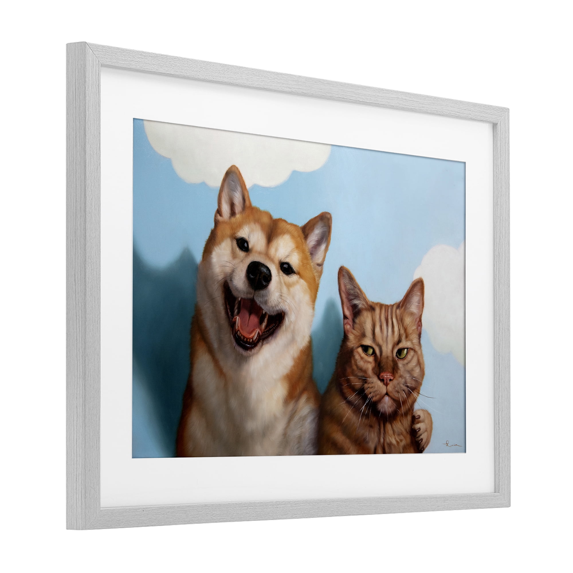 Stupell Industries Adopted Brother Dog & Cat Gray Framed Print Under Glass, design by Lucia Heffernan